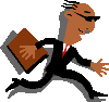 cartoon of treasurer running with paperwork